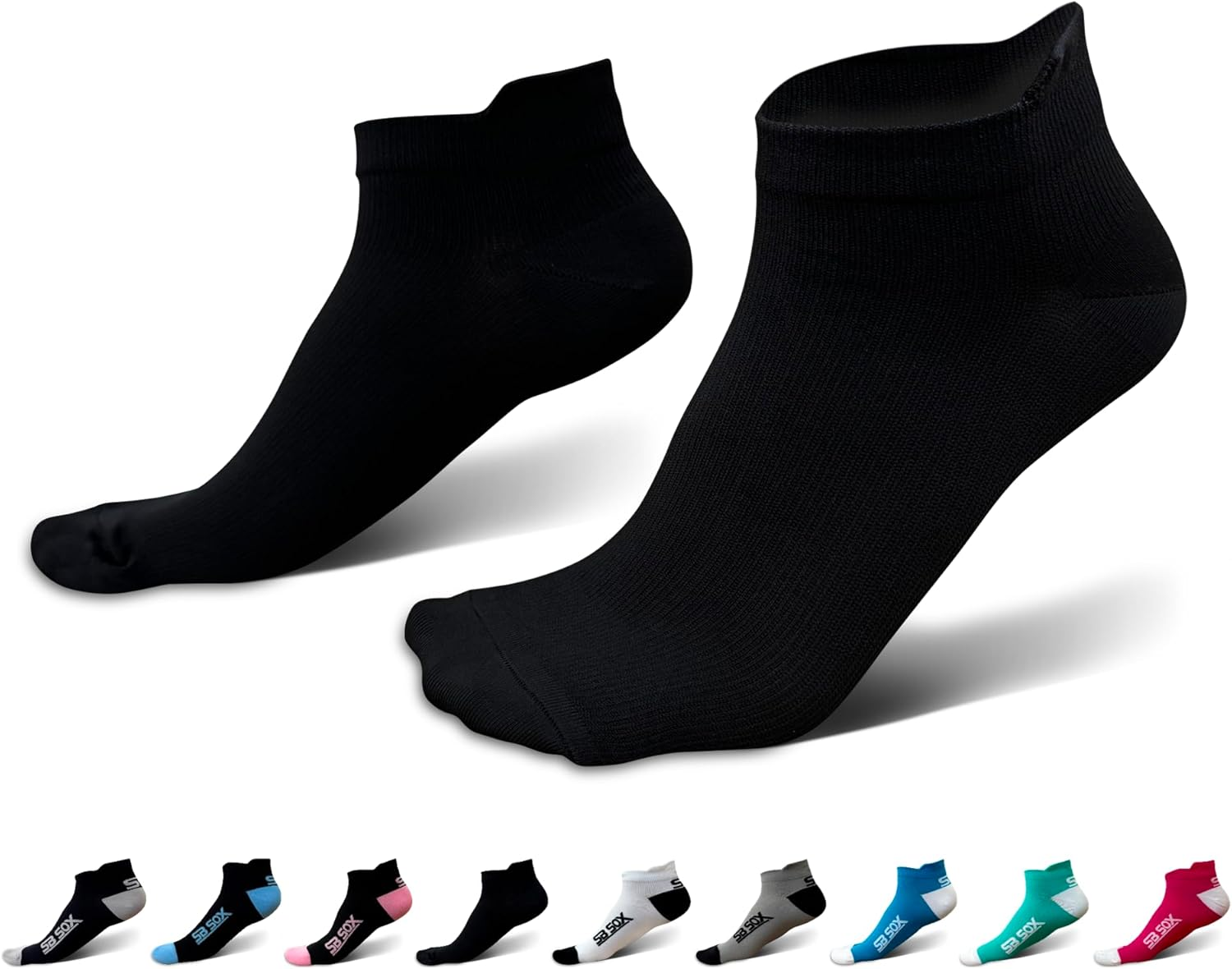2-Pair Compression Running Socks for Men and Women – Low Cut/Ankle Compression A