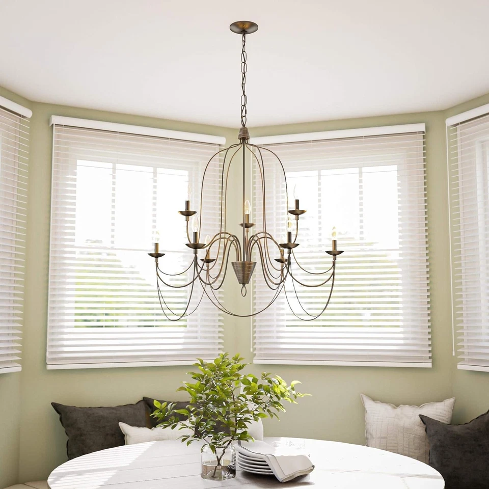 Kenroy Home 93069ORB Alforja Lámpara de araña de 9 luces con acabado de bronce frotado con aceite Foto 3 de 4