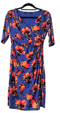 GUESS FAUX WRAP DRESS WOMEN'S BLUE FLORAL MULTI-COLOUR MEDIUM SIZE size M