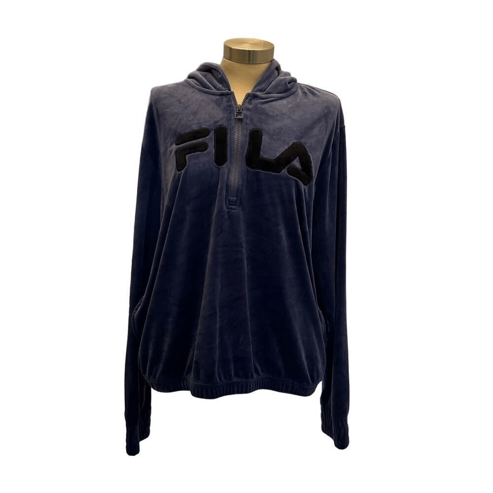 Felpa con cappuccio e zip FILA in velluto quarto