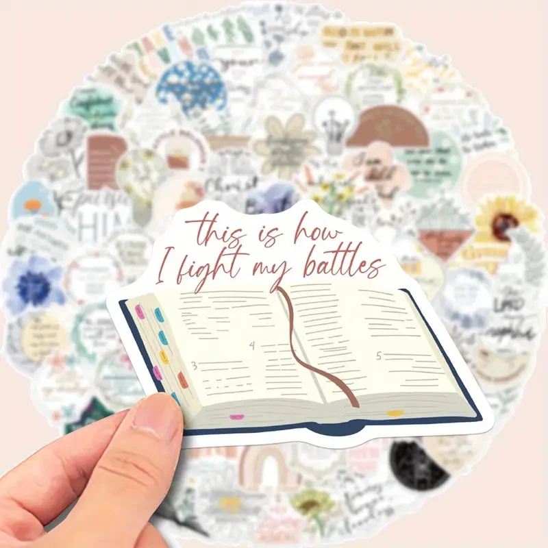 100 PIEZAS Pegatinas Bíblicas Cristianas - Calcomanías de Vinilo Impermeables para Botella de Agua Foto 2 de 4