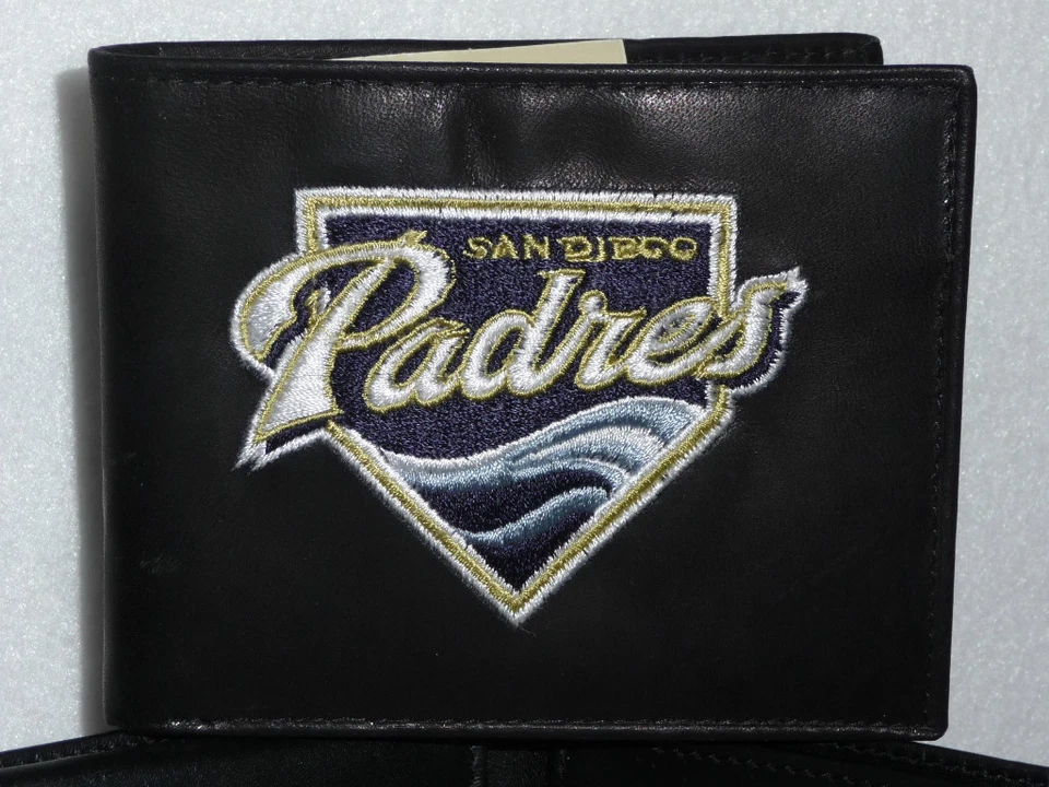 SAN DIEGO PADRES   Embroidered Leather BiFold WALLET   New  black - Image 2 of 4