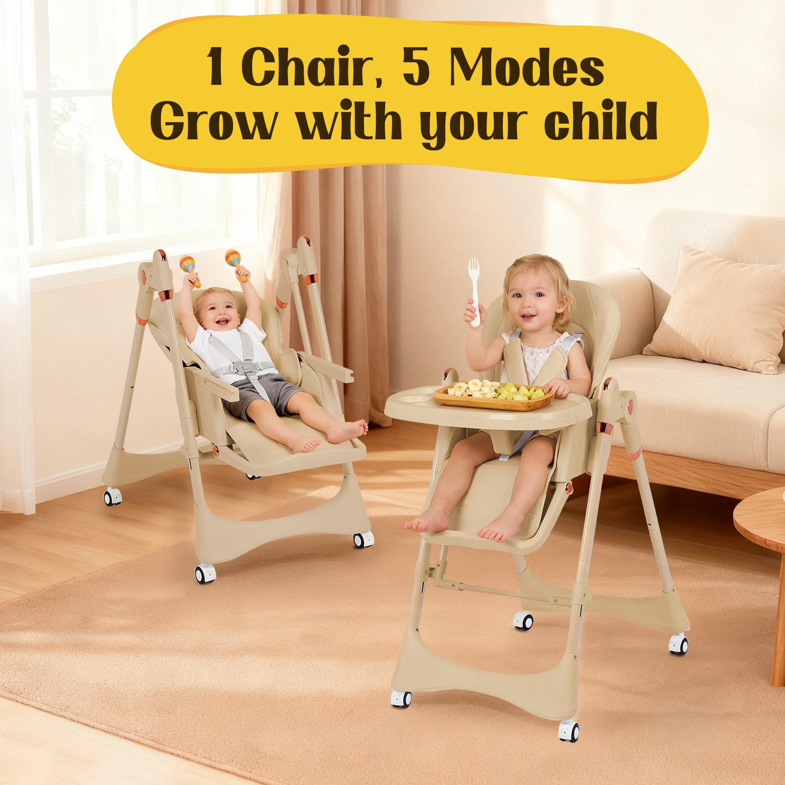 Baby High Chair | 6-in-1 Rocking Toddler Chair & Travel High Chair for Toddlers