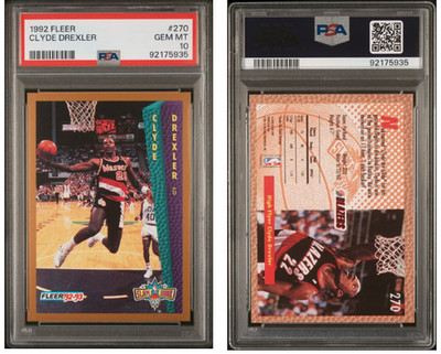 CLYDE DREXLER ~ 1992 Fleer SLAM DUNK #270 ~ PSA 10 ~ POP 9