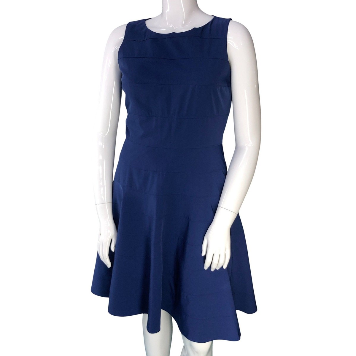 Calvin Klein Dress Womens 12 Ink Blue Sleeveless Fit Flare Knee Length Aline