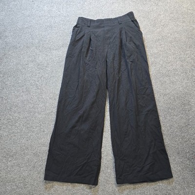 Halara Pants Womens Large Black Pleated Plicated Wide Leg Stretch Casual Career