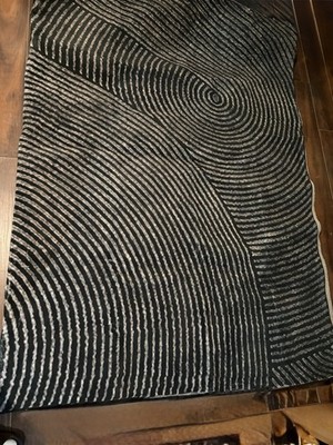 World Rug Gallery Bohemian Stripe Waves 7 x10  Grey/dark Grey.