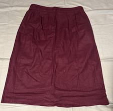 Sag Harbor Vintage Burgundy 100 Wool Pleated Midi Pencil Skirt Womens 14 F83009