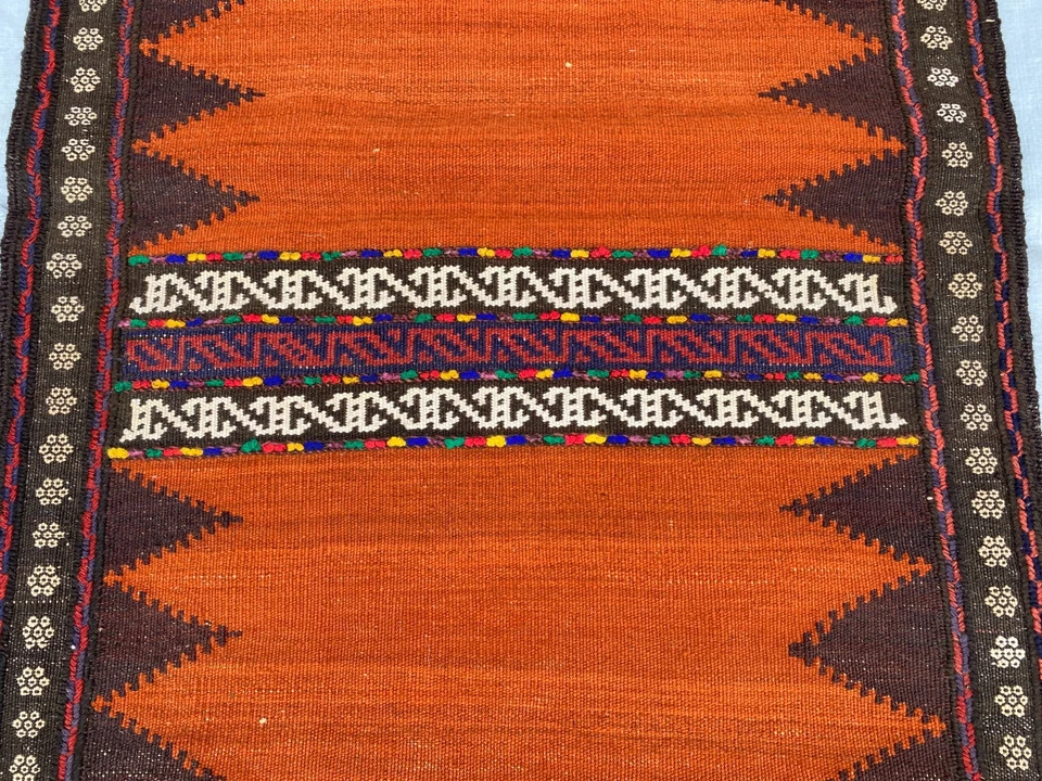 2x6 ft Traditional Handwoven Runner Afghan Vintage Sufreh Antique Wool Area Rug - Image 4 of 4