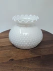 Vintage White Milk Glass Hobnail Ruffled Top Hurricane Oil Lamp Shade 7'' Fitter