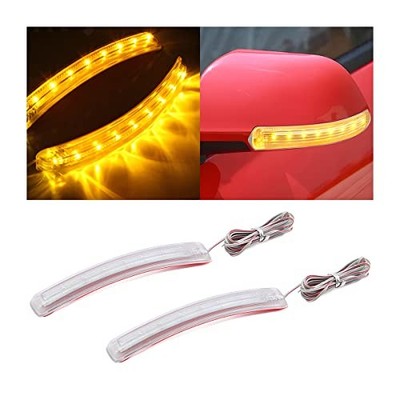 2 Pcs LED Turn Signal Strip Light, Flexible Switchback Dual-Color Fork Yellow