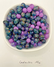 Glass Bead "Galactic" Mix Rounds Barrels Jewelry Making Bracelet 120 beads/4oz