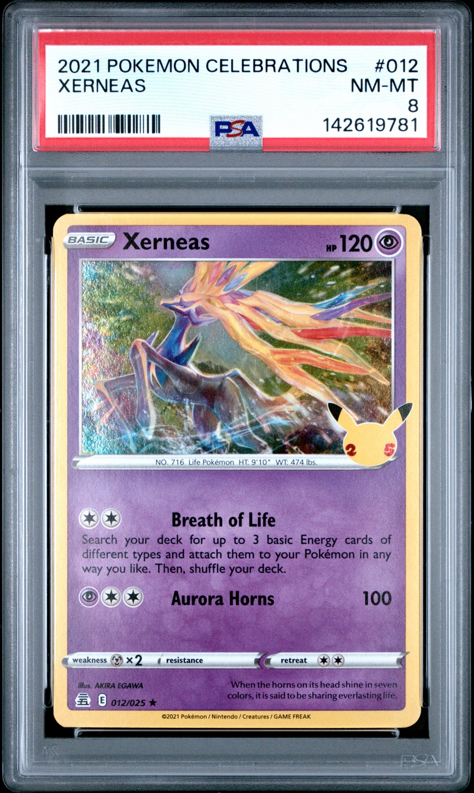 2021 POKEMON CELEBRATIONS #012 XERNEAS PSA 8