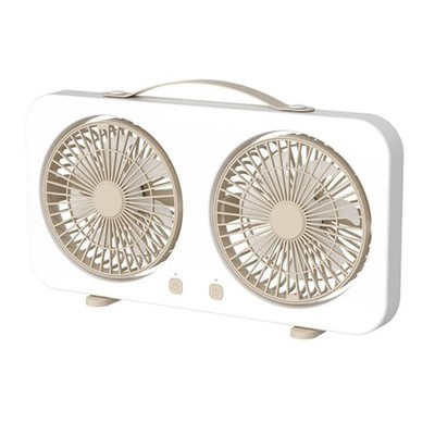 Portable Double Head Plastic Fan 5 Adjustable Speeds USB Charging For Desk Use