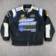 Jimmie Johnson NASCAR Racing 7X Champion 2016 Jacket Mens XL Black JH Design