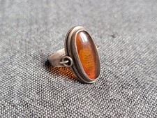 wunderschöner uralter Bernstein-Ring - 835er Silber, Art Deco, Nachlass, Vintage