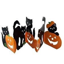 Vintage NWT NOS 46"x11" Hallmark Halloween Black Cat Pumpkin JOL Die Cut Sealed