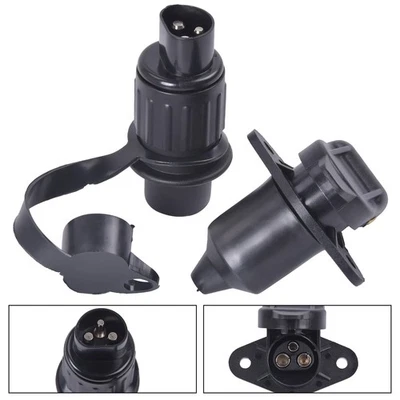ISWEES 3-poliger Stecker + Steckdose Set Wasserdicht LKW PKW KFZ Traktor Anhänger 12V