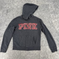 Victoria Secret Pink Hoodie Women's Medium Full Zip Long Sleeves Pockets
