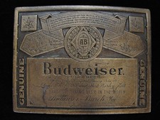 OA09136 VINTAGE 1970s  GENUINE BUDWEISER LAGER BEER  ANHEUSER-BUSCH BUCKLE