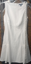CHAPS Women size 6 White Eyelet Sleeveless Umpire Waist Dress