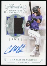 2022 Flawless Charlie Blackmon Signature Prime Materials Patch Auto /25 #SPM-CB