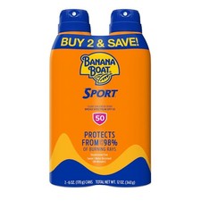 Banana Boat Sport Ultra SPF 50 Sunscreen Spray Twin Pack 6 Oz