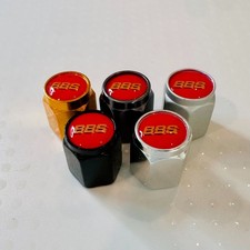 4pc Gold Red Bbs Style Valve Stem Caps