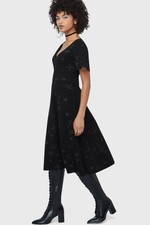 Killstar Ethereal Night Midi Dress Womens V-Neck Short Sleeve Goth Alternative