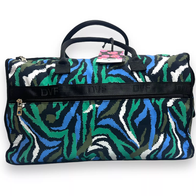#ad Diane Von Furstenberg Disco Zebra Green Weekender Duffel Tote Bag $24.99