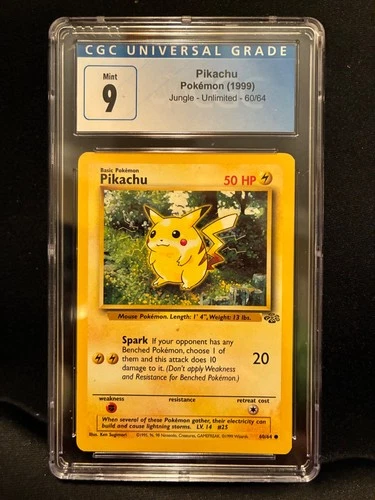 1999 POKEMON JUNGLE UNLIMITED #60/64 PIKACHU CGC 9 MINT Possible PSA