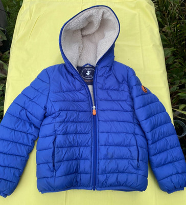 Save The Duck Jacket Boys 6 Blue Synthetic Down Hooded Puffer Outdoor Vegan
