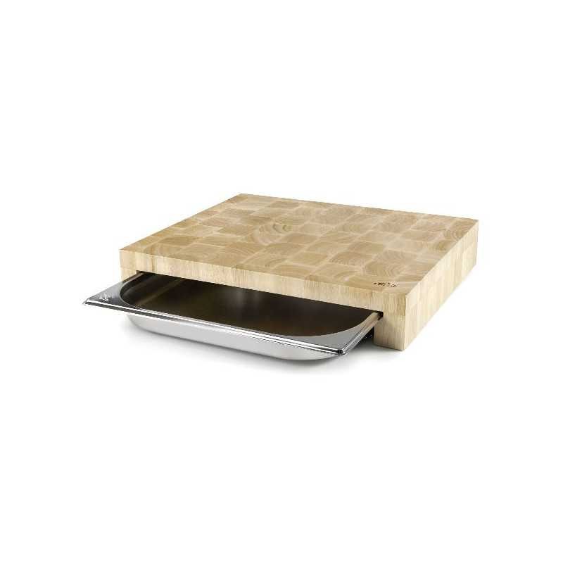 Planche à découper bois grand format 41.5x34x7 cm avec bac récupérateur Lacor