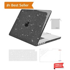 Black Glitter MacBook Pro 16 Inch Case with Keyboard Screen Protection