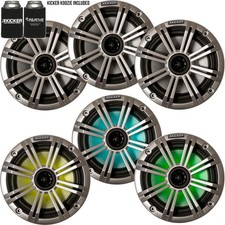 Kicker 6.5" Silver LED Marine Speakers 3 pairs of OEM replacement speakers