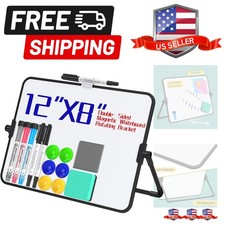 Dry Erase White Board, 8" x 12" Magnetic Desktop Whiteboard with Stand, Porta...