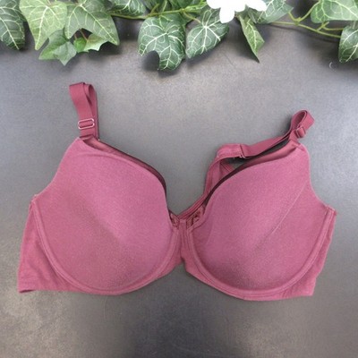 Bali Women's 42DD Bra Burgundy Cotton Modal Underwired Adjustable Straps