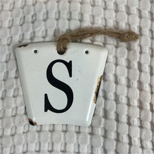 Hobby Lobby Metal Letter S Hanging Decorative Wall Sign White Black Plaque