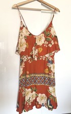 Farm Rio Red Mini Floral Layered Dress Size P Small