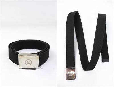 BOGNER Vintage Made in Italy Steel Buckle Black Nylon Waist Belt Size 110
