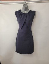 Mango Stretch Pencil Dress, Ladies Size M, Navy Blue, Lined, Zip, Sleeveless,Vgc