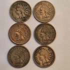 Copper Nickel Indian Cent lot 1859 - 1864 all 6 coins full LIBERTY CuNi nice