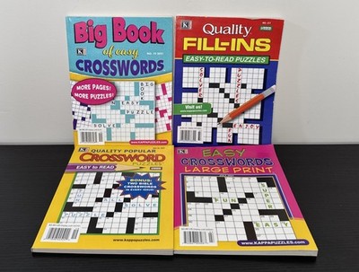 KAPPA USA Pocket Best Easy Fill-In CROSSWORD Puzzle Books New LOT OF 4