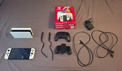 Nintendo Switch OLED Model White Console Bundle w/ Dock & Pro Controller