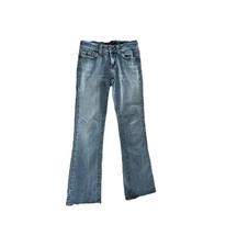 Vigoss Jeans Women’s 5/6 Slight Flare Light Wash Distressed Thicker Denim