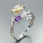 Vintage ring Natural Amethyst Ring 925 Sterling Silver Size 9 /R459612