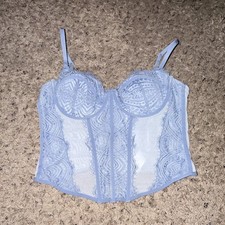 Garage Women's Lace Corset Top Bustier, Small baby Blue