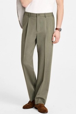 New Mens Tommy Hilfiger Relaxed Fit Sage Green Solid Pleated Dress Pants 32 x 30