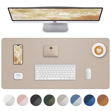 Leather Desk Pad Protector, Mouse Pad, Office Desk Mat, Non-Slip PU Leather D...