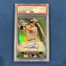 2024 Topps Chrome Black Auto Jasson Dominguez #JDO Green Refractor 89/99 PSA 10 